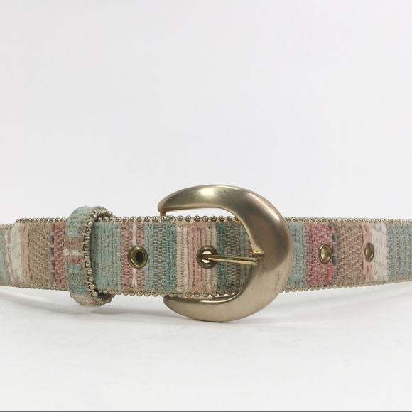 Vintage Accessories - Vintage 80’s belt pastel gold bead trim an…